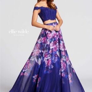 ellie wilde Purple Floral Two-Piece Ball Gown